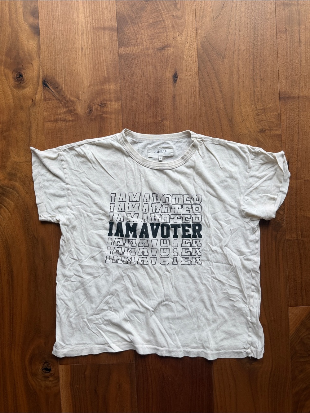 THE GREAT I am a Voter Graphic Boxy Tee / XS Tshirt Cream Black
